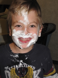 Landon in the shaving cream